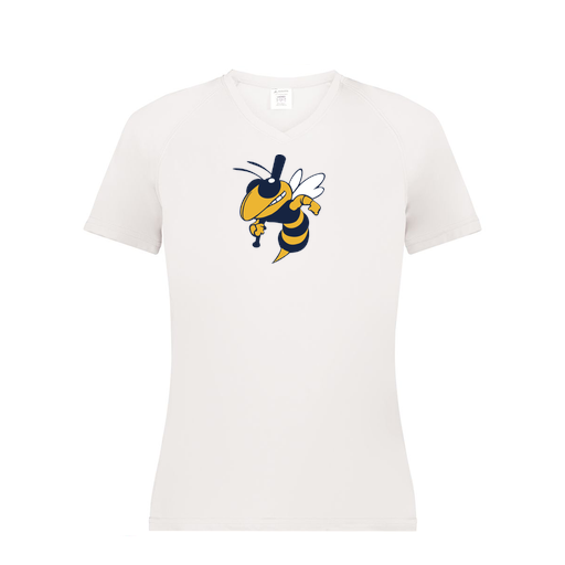 [2792.005.XS-LOGO1] Ladies Smooth Sport V-Neck T-Shirt (Female Adult XS, White, Logo 1)