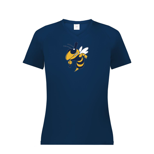 [2792.065.XS-LOGO1] Ladies Smooth Sport V-Neck T-Shirt (Female Adult XS, Navy, Logo 1)