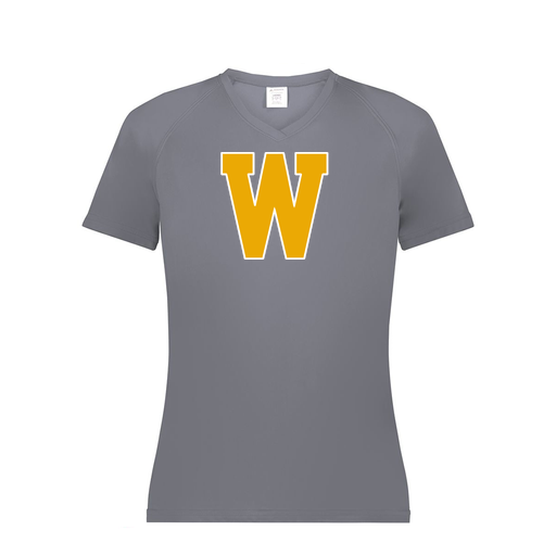 [2792.059.XS-LOGO3] Ladies Smooth Sport V-Neck T-Shirt (Female Adult XS, Gray, Logo 3)