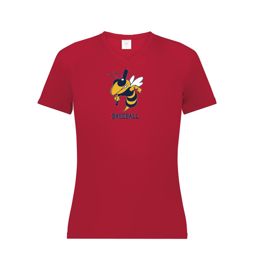[2792.083.XS-LOGO2] Ladies Smooth Sport V-Neck T-Shirt (Female Adult XS, Red, Logo 2)