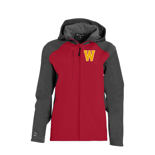 [229357.H01.XS-LOGO3] Soft Shell Full Zip Jacket - Womens (Female Adult XS, Red, Logo 3)