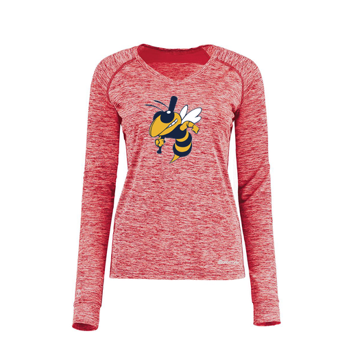 [222770.T20.XS-LOGO1] Ladies Electric Long Sleeve Shirt (Female Adult XS, Red, Logo 1)