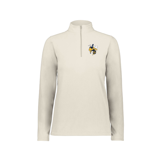 [6864.53T.XS-LOGO1] Ladies MicroFleece 1/4 Zip Pullover (Female Adult XS, White, Logo 1)