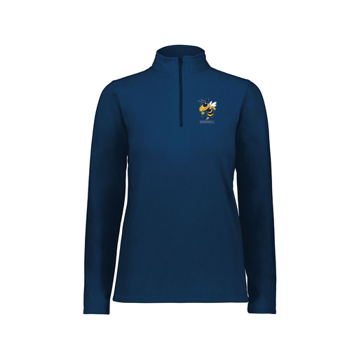 [6864.065.XS-LOGO2] Ladies MicroFleece 1/4 Zip Pullover (Female Adult XS, Navy, Logo 2)