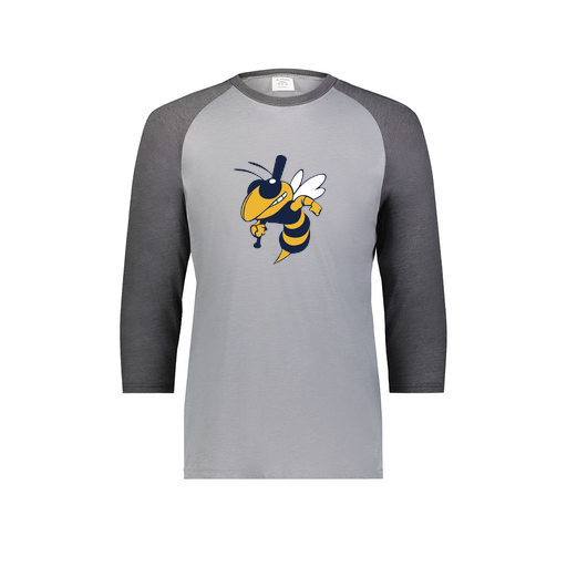 [6879.30V.S-LOGO1] Men's Vintage 3/4 Sleeve T-Shirt (Adult S, Gray, Logo 1)