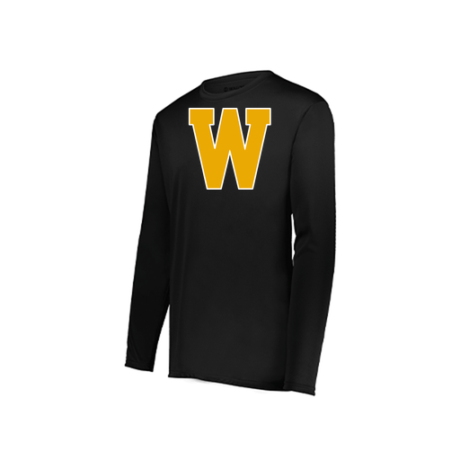 [222823.080.S-LOGO3] Youth LS Smooth Sport Shirt (Youth S, Black, Logo 3)