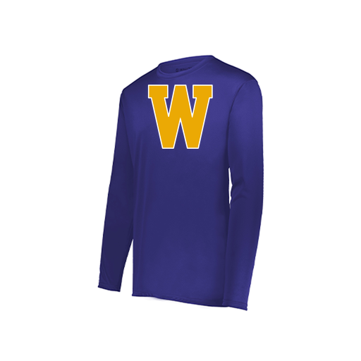 [222823.747.S-LOGO3] Youth LS Smooth Sport Shirt (Youth S, Purple, Logo 3)