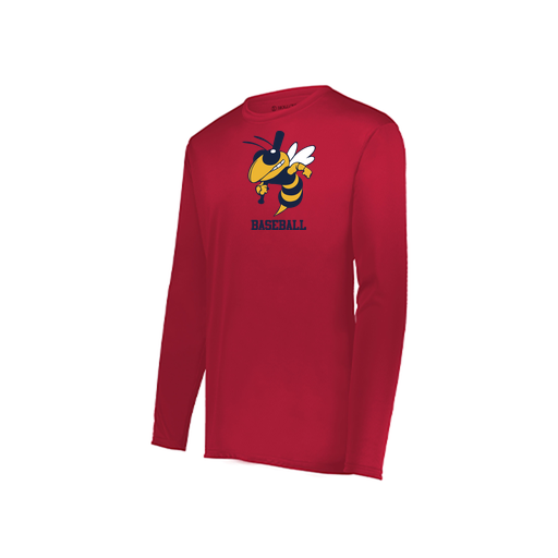 [222823.083.S-LOGO2] Youth LS Smooth Sport Shirt (Youth S, Red, Logo 2)