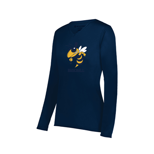 [222824.065.S-LOGO2] Ladies LS Smooth Sport Shirt (Female Adult S, Navy, Logo 2)