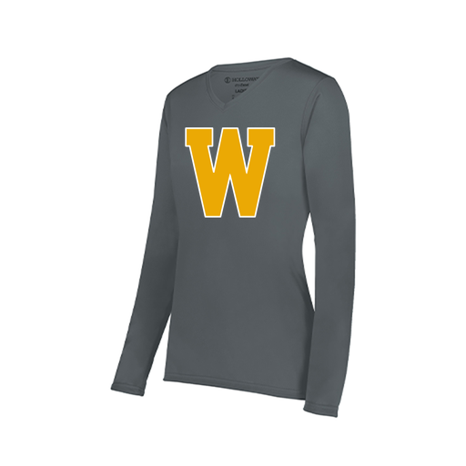 [222824.059.S-LOGO3] Ladies LS Smooth Sport Shirt (Female Adult S, Gray, Logo 3)