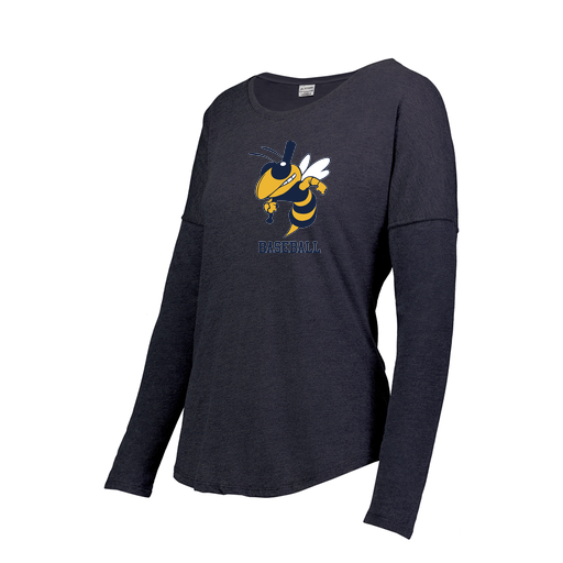 [FTLCUBNV-FAXS-LOGO2] Decker Women's Tri-Blend T-Shirt - Long Sleeve (Female Adult XS, Navy, Logo 2)